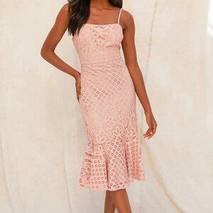 Dusty Pink Lace LuLus Dress (Sz. L)